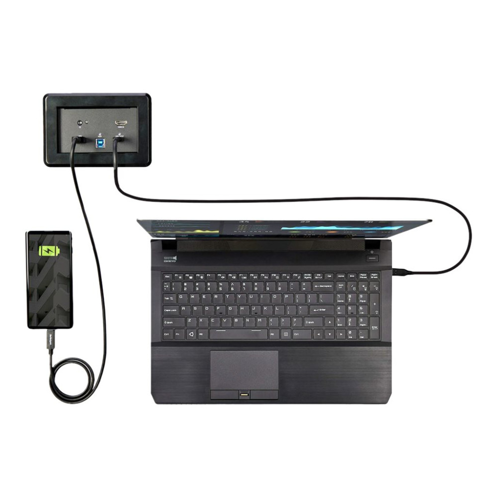 Produktbild för StarTech.com Anslutningsbox för konferensbord med dockning för bärbar dator - dockningsstation - USB-C / USB 3.0 - HDMI - 1GbE - TAA-kompatibel