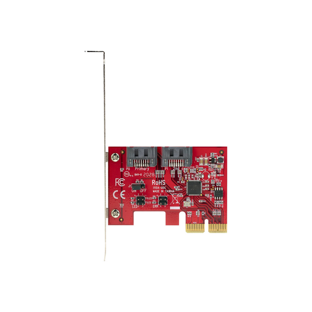 Produktbild för StarTech.com SATA PCIe-kort - 2-portars PCIe SATA-expansionskort - 6 Gbit/s - Hel-/lågprofil - PCI Express till SATA-adapter/kontroller - ASM1062R SATA RAID - PCIe till SATA-omvandlare - kontrollerkort - SATA 6Gb/s - PCIe 2.0 x2