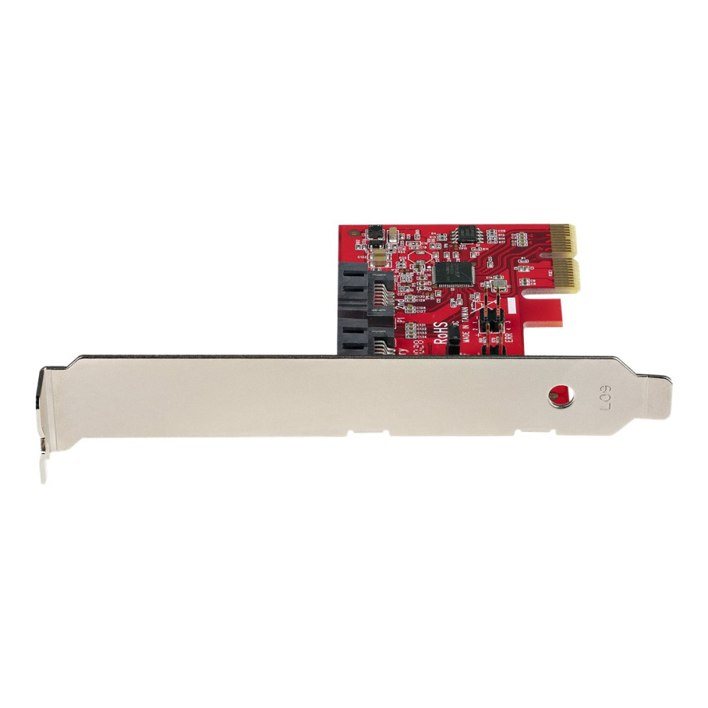 Produktbild för StarTech.com SATA PCIe-kort - 2-portars PCIe SATA-expansionskort - 6 Gbit/s - Hel-/lågprofil - PCI Express till SATA-adapter/kontroller - ASM1062R SATA RAID - PCIe till SATA-omvandlare - kontrollerkort - SATA 6Gb/s - PCIe 2.0 x2