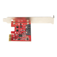 Produktbild för StarTech.com SATA PCIe-kort - 2-portars PCIe SATA-expansionskort - 6 Gbit/s - Hel-/lågprofil - PCI Express till SATA-adapter/kontroller - ASM1062R SATA RAID - PCIe till SATA-omvandlare - kontrollerkort - SATA 6Gb/s - PCIe 2.0 x2
