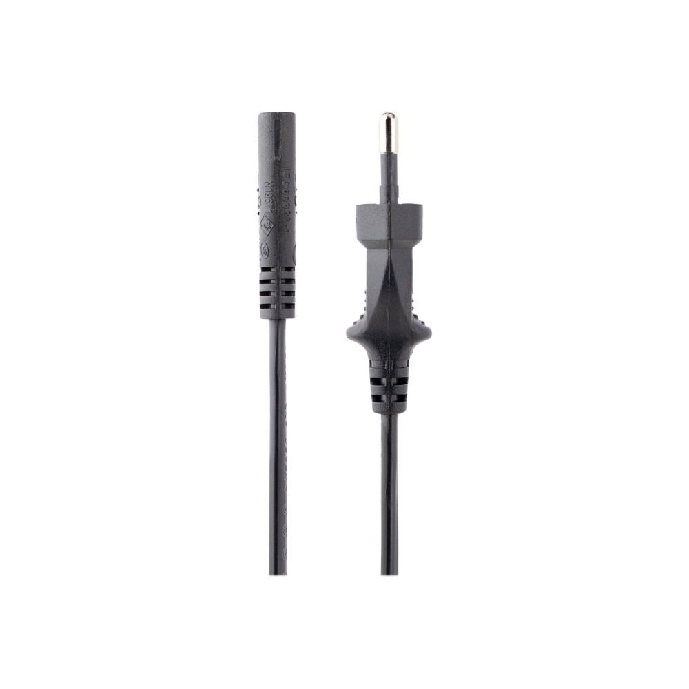 Produktbild för StarTech.com 2m (6ft) Laptop Power Cord, EU Plug to C7, 2.5A 250V, 18AWG, Notebook / Laptop Replacement AC Power Cord, Printer/Power Brick Cord, Europlug to IEC 60320 C7 - Laptop Charger Cable, Black (752E-2M-POWER-LEAD) - strömkabel - Eurokontakt till po