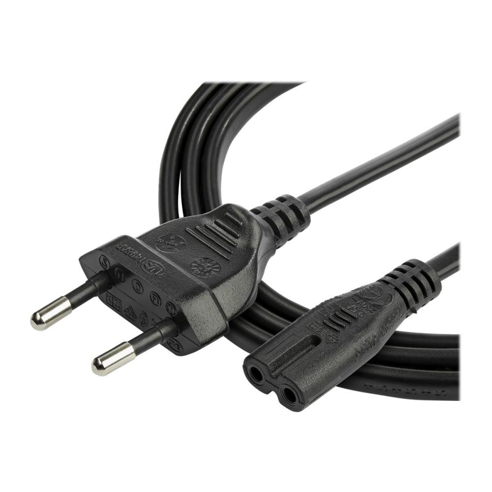 Produktbild för StarTech.com 2m (6ft) Laptop Power Cord, EU Plug to C7, 2.5A 250V, 18AWG, Notebook / Laptop Replacement AC Power Cord, Printer/Power Brick Cord, Europlug to IEC 60320 C7 - Laptop Charger Cable, Black (752E-2M-POWER-LEAD) - strömkabel - Eurokontakt till po