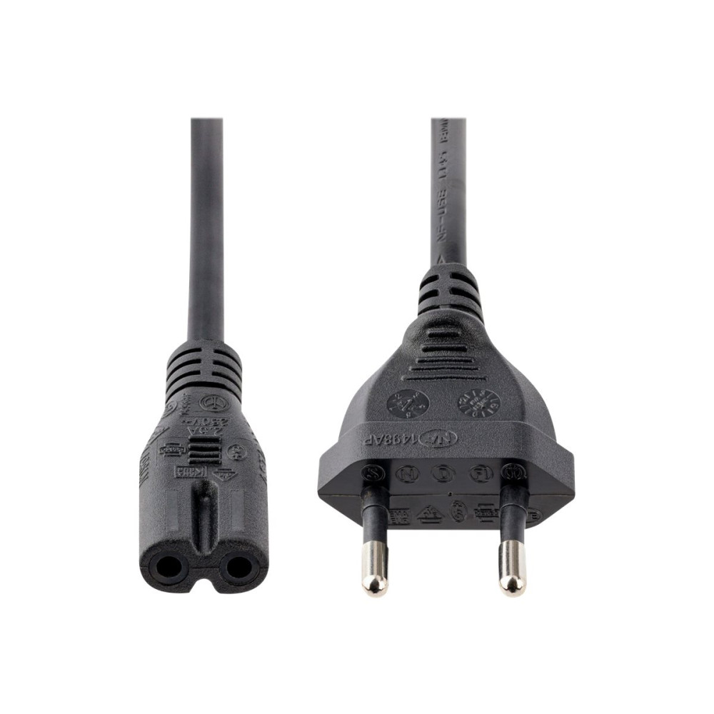 Produktbild för StarTech.com 2m (6ft) Laptop Power Cord, EU Plug to C7, 2.5A 250V, 18AWG, Notebook / Laptop Replacement AC Power Cord, Printer/Power Brick Cord, Europlug to IEC 60320 C7 - Laptop Charger Cable, Black (752E-2M-POWER-LEAD) - strömkabel - Eurokontakt till po