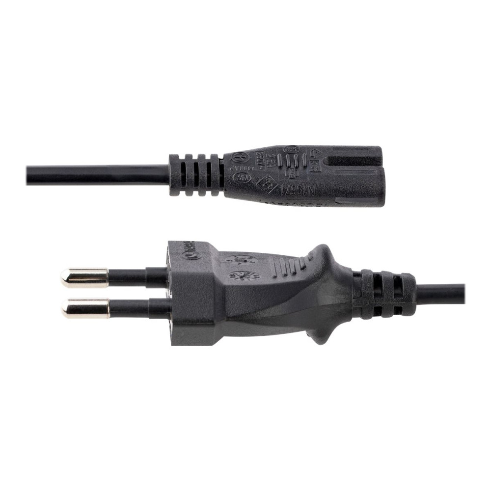 Produktbild för StarTech.com 2m (6ft) Laptop Power Cord, EU Plug to C7, 2.5A 250V, 18AWG, Notebook / Laptop Replacement AC Power Cord, Printer/Power Brick Cord, Europlug to IEC 60320 C7 - Laptop Charger Cable, Black (752E-2M-POWER-LEAD) - strömkabel - Eurokontakt till po