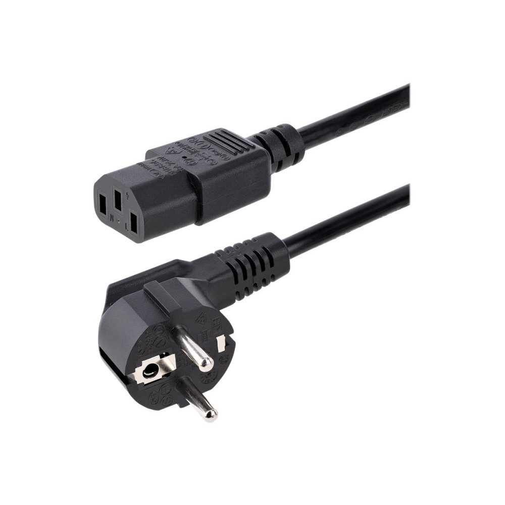 Produktbild för StarTech 1m (3ft) Computer Power Cord, 18AWG, EU Schuko to C13 Power Cord, 10A 250V, Black Replacement AC Cord, TV/Monitor Power Cable, Schuko CEE 7/7 to IEC 60320 C13 Power Cord - PC Power Supply Cable (713E-1M-POWER-CORD) - strömkabel - power CEE 7/7 ti