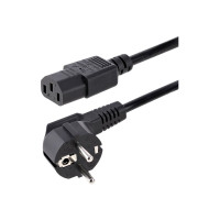 Produktbild för StarTech 1m (3ft) Computer Power Cord, 18AWG, EU Schuko to C13 Power Cord, 10A 250V, Black Replacement AC Cord, TV/Monitor Power Cable, Schuko CEE 7/7 to IEC 60320 C13 Power Cord - PC Power Supply Cable (713E-1M-POWER-CORD) - strömkabel - power CEE 7/7 ti