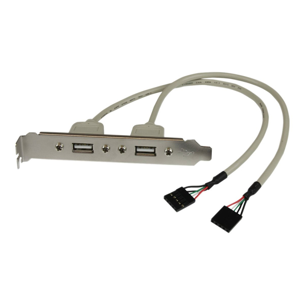 Produktbild för StarTech.com USB A hona-portadapter med 2 portar - USB-panel - USB till 5 pin ingång