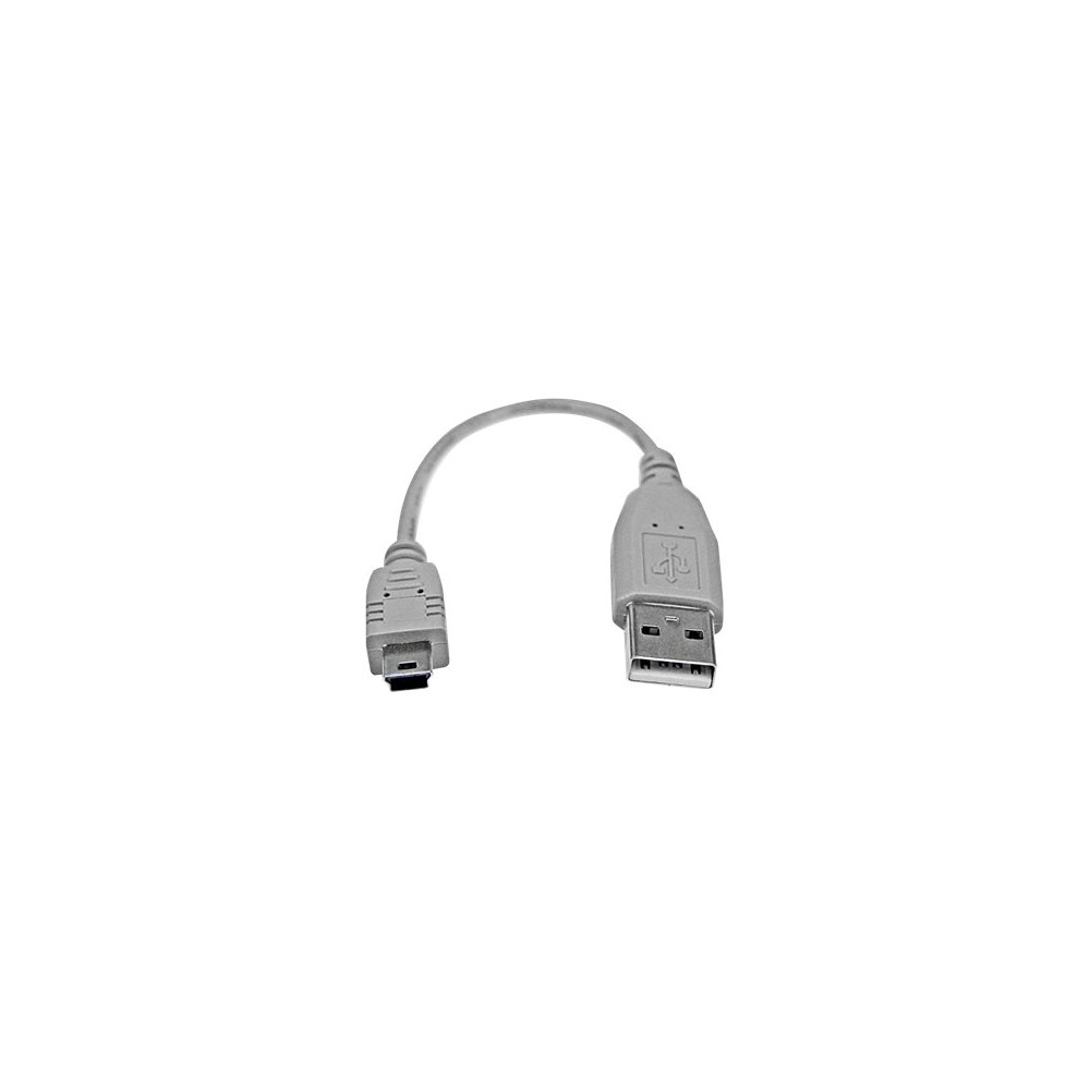 Produktbild för StarTech.com 6 in. USB to Mini USB Cable - USB 2.0 A to Mini B - Gray - Mini USB Cable (USB2HABM6IN) - USB-kabel - USB till mini-USB typ B - 15 cm