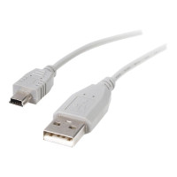 Produktbild för StarTech.com 6 in. USB to Mini USB Cable - USB 2.0 A to Mini B - Gray - Mini USB Cable (USB2HABM6IN) - USB-kabel - USB till mini-USB typ B - 15 cm