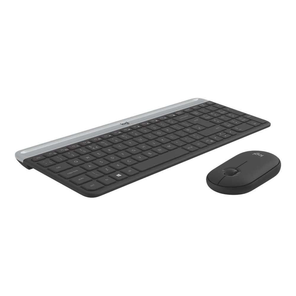 Produktbild för Logitech Slim Wireless Combo MK470 - sats med tangentbord och mus - QWERTY - spansk - grafit Inmatningsenhet
