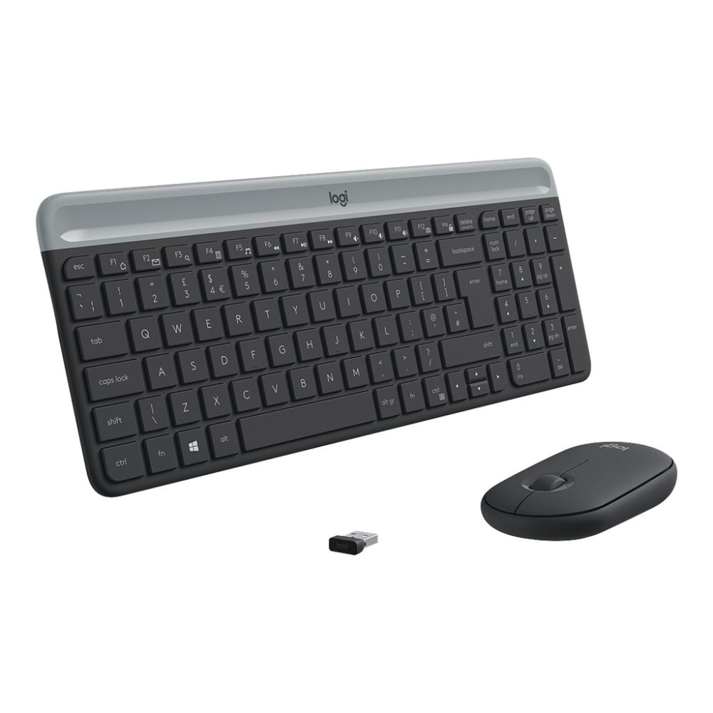 Produktbild för Logitech Slim Wireless Combo MK470 - sats med tangentbord och mus - QWERTY - spansk - grafit Inmatningsenhet