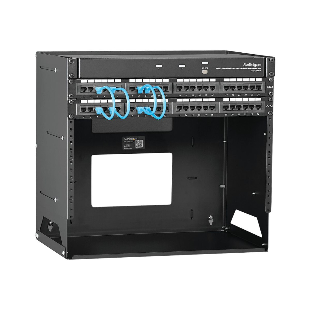 Produktbild för Startech Väggmonterbart serverrack med inbyggd hylla - solitt stål - 8U - stativ (väggmontering) - 8U