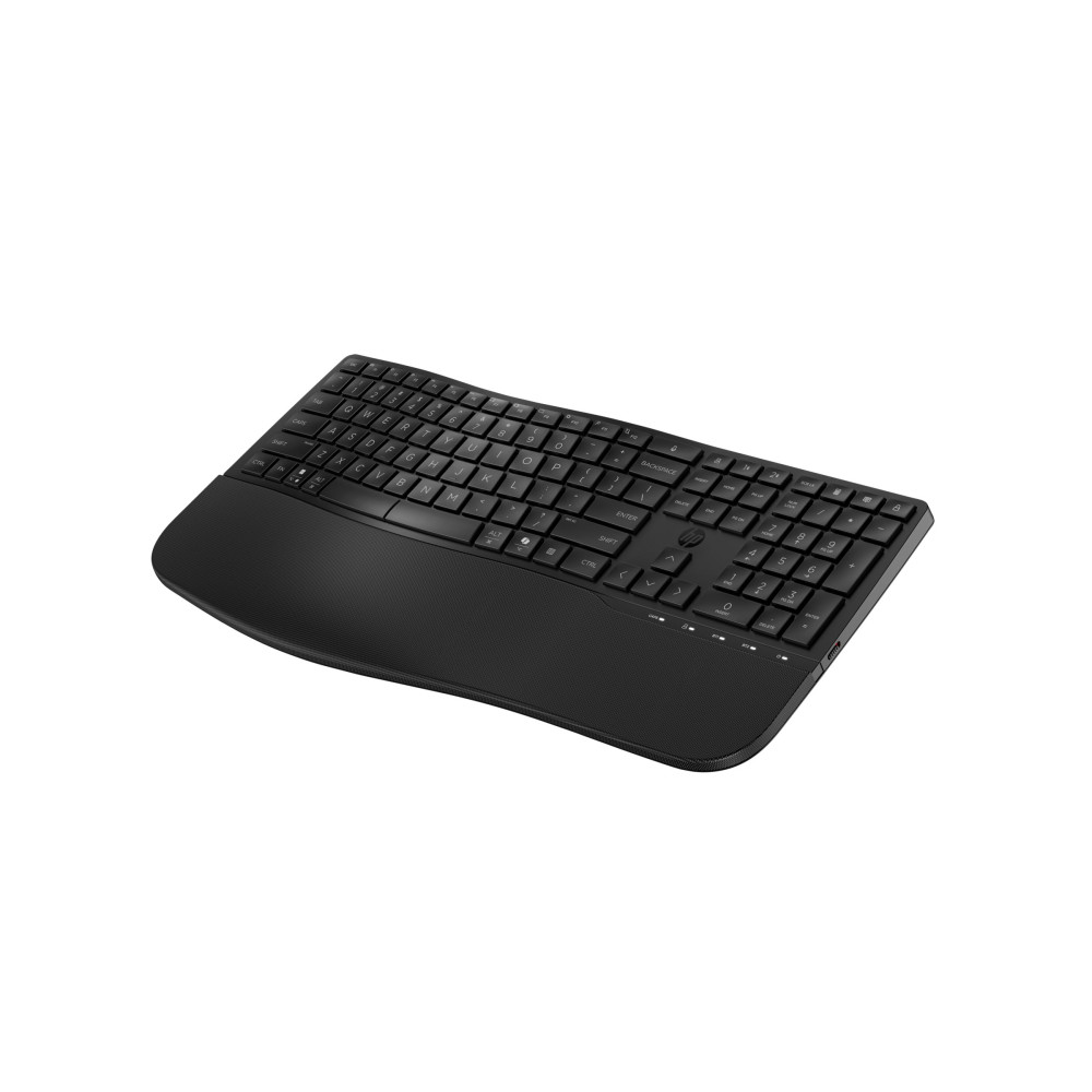 Produktbild för HP 685 - tangentbord - dubbel läge, 3-zons layout, multi-enhet, 23 programmerbara knappar, OS auto-detektering, låg profil tangenthöjd - 100% full size - tysk - svart Inmatningsenhet