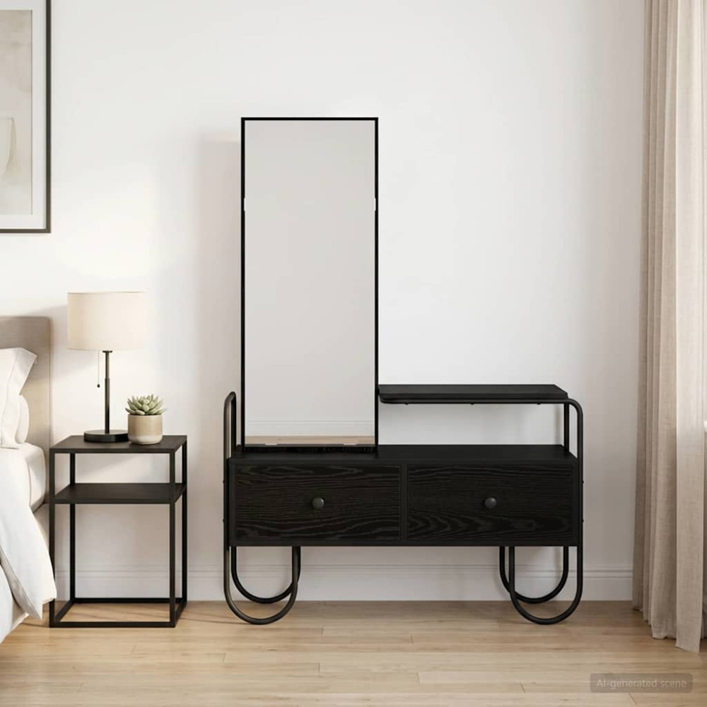Produktbild för Smyckebord Svart ek 100 x 36,5 x 136 cm Konstruerat trä