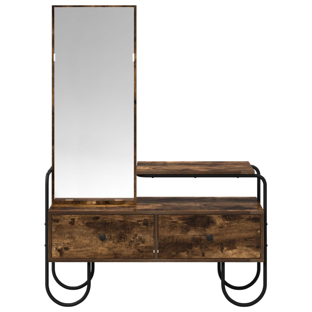 Produktbild för Smyckebord med låda Rökt ek 100 x 36,5 x 136 cm Konstruerat trä