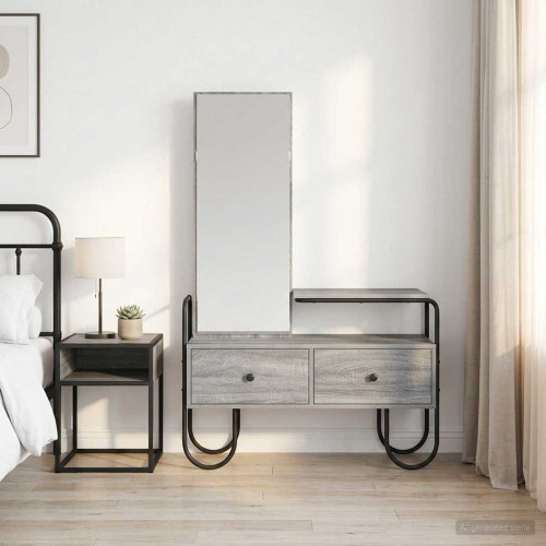 vidaXL Smyckebord Grå Sonoma 100 x 36,5 x 136 cm Konstruerat trä