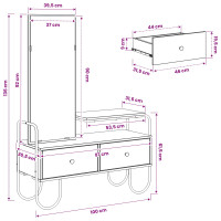 Produktbild för Smyckebord Gammalt trä 100 x 36,5 x 136 cm Konstruerat trä