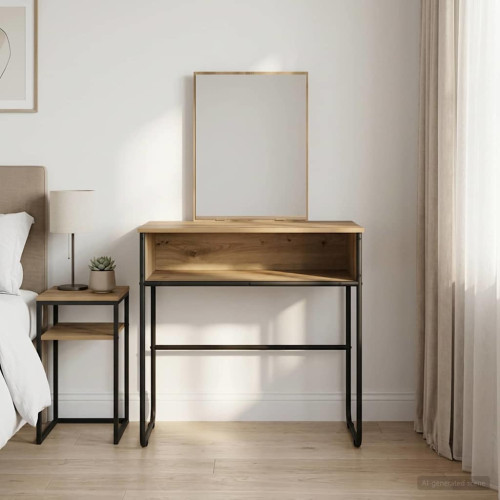 vidaXL Smyckebord med hylla med lagring Artisan-ek Konstruerat trä
