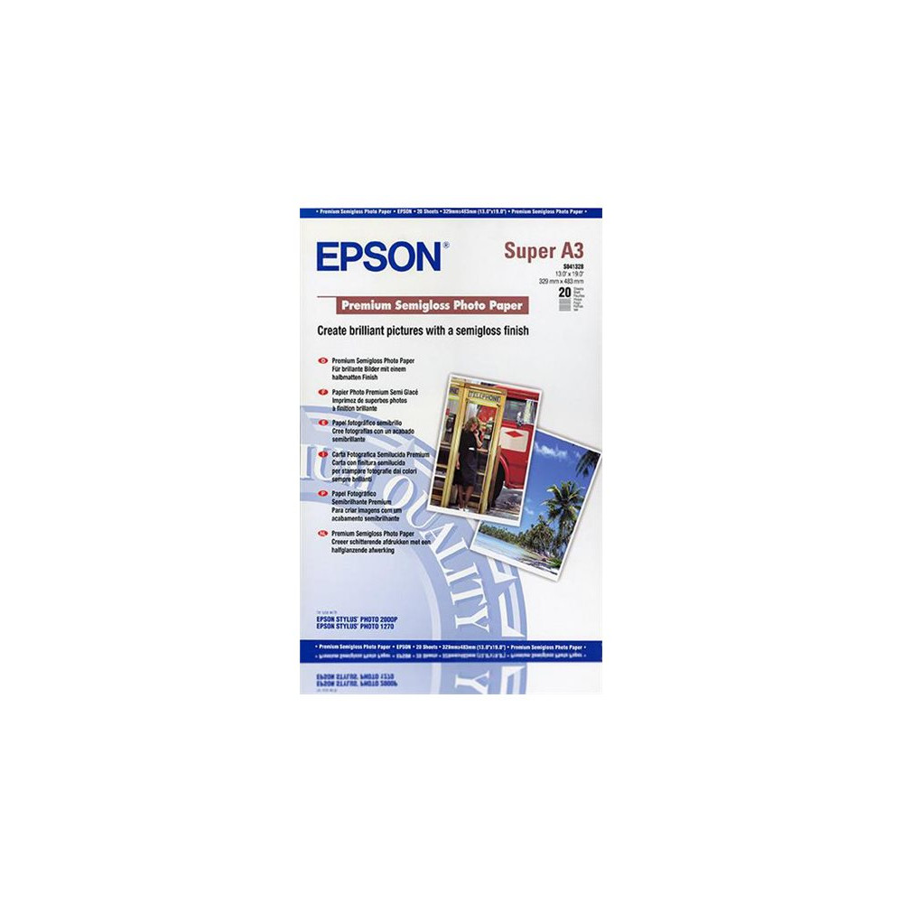 Produktbild för Epson Premium Semigloss Photo Paper - fotopapper - halvblank - 20 ark - A3 Plus