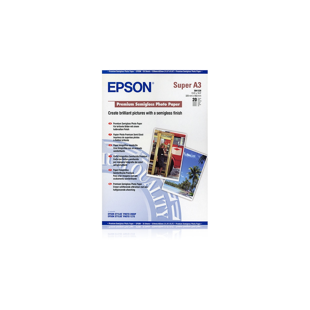 Produktbild för Epson Premium Semigloss Photo Paper - fotopapper - halvblank - 20 ark - A3 Plus