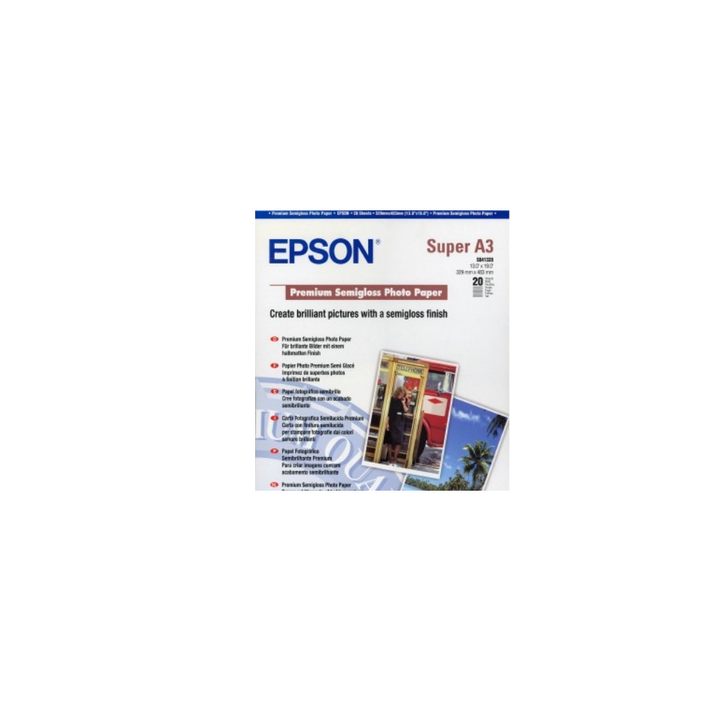 Produktbild för Epson Premium Semigloss Photo Paper - fotopapper - halvblank - 20 ark - A3 Plus