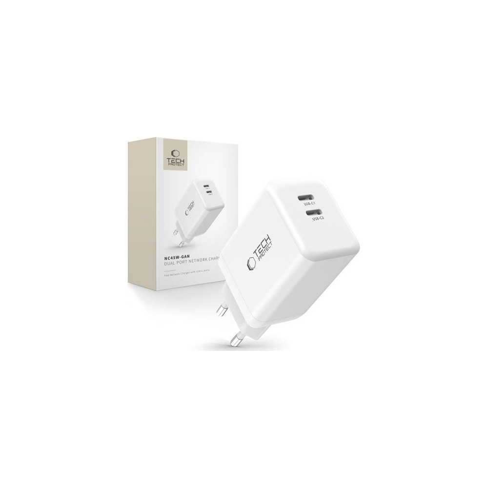 Produktbild för Tech Protect 45W-GAN 2-portars PD45W-laddare