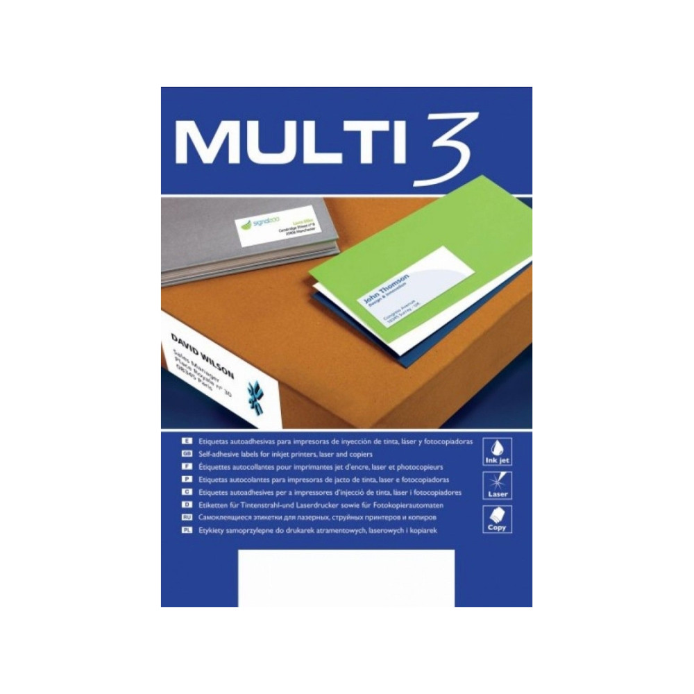 Produktbild för MULTI 3 universella etiketter MULTI 3, 99,1x38,1 mm, rundade...