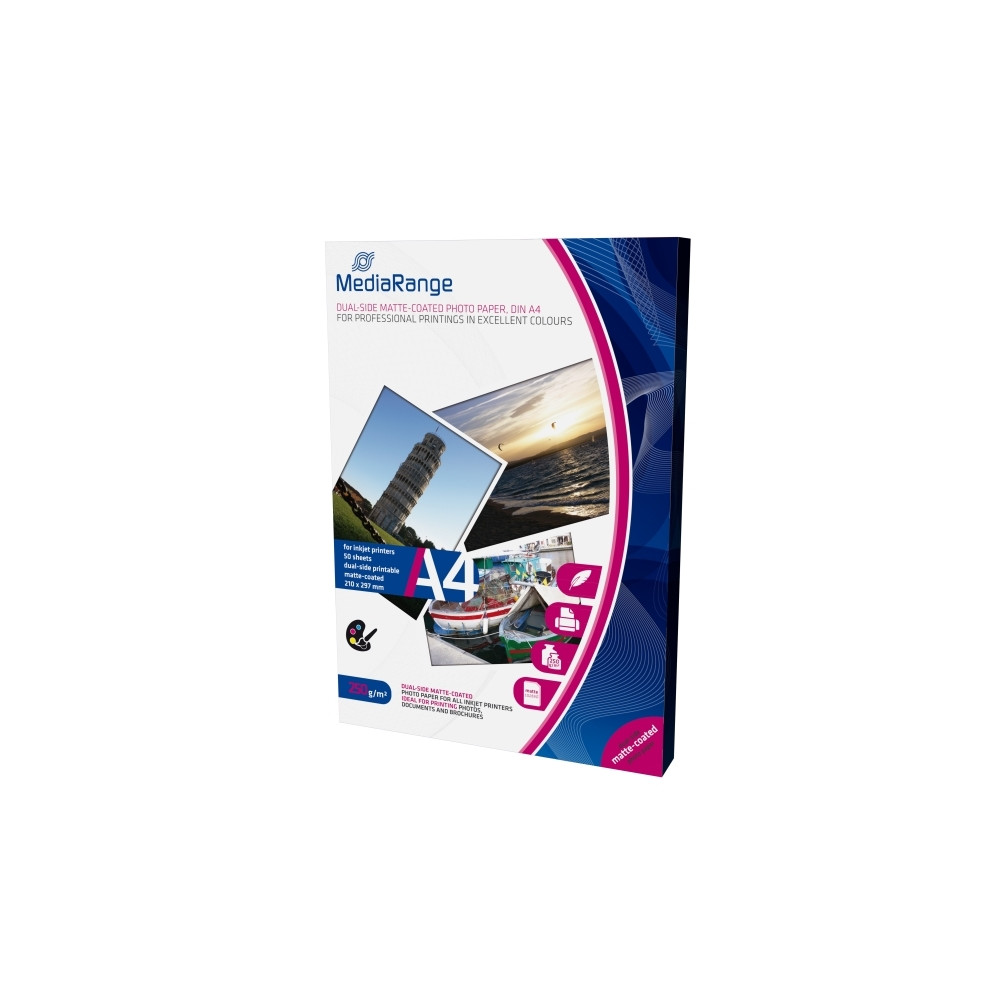 Produktbild för MediaRange - fotopapper - matt - 50 ark - A4 - 250 g/m²