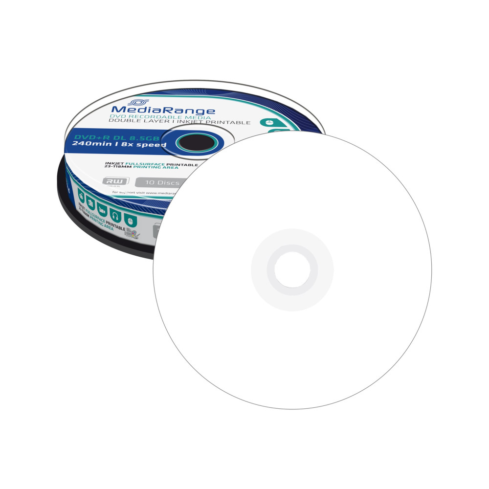 Produktbild för MediaRange - DVD+R DL x 10 - 8.5 GB - lagringsmedier
