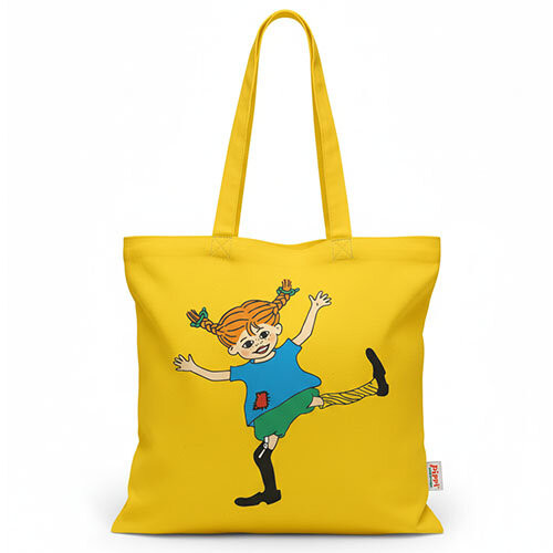 Nordic Souvenir Tygkasse, Pippi, gul med bälg 43 x 35 cm