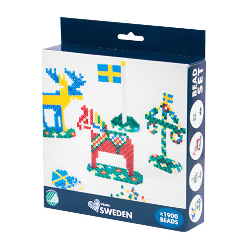 Nordic Souvenir Pärlset Sweden: Dalahäst, Älg, Flagga, Midsommarstång, 15 cm