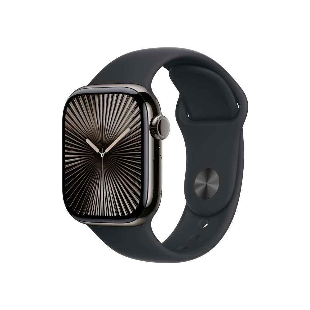 Produktbild för Apple Watch Series 10 (GPS + Cellular) - skiffer titan - smart klocka med sportband - svart - 64 GB