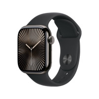 Produktbild för Apple Watch Series 10 (GPS + Cellular) - skiffer titan - smart klocka med sportband - svart - 64 GB