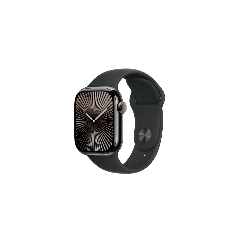 Produktbild för Apple Watch Series 10 (GPS + Cellular) - skiffer titan - smart klocka med sportband - svart - 64 GB