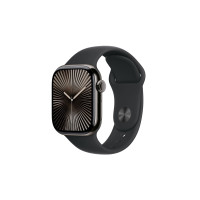 Produktbild för Apple Watch Series 10 (GPS + Cellular) - skiffer titan - smart klocka med sportband - svart - 64 GB