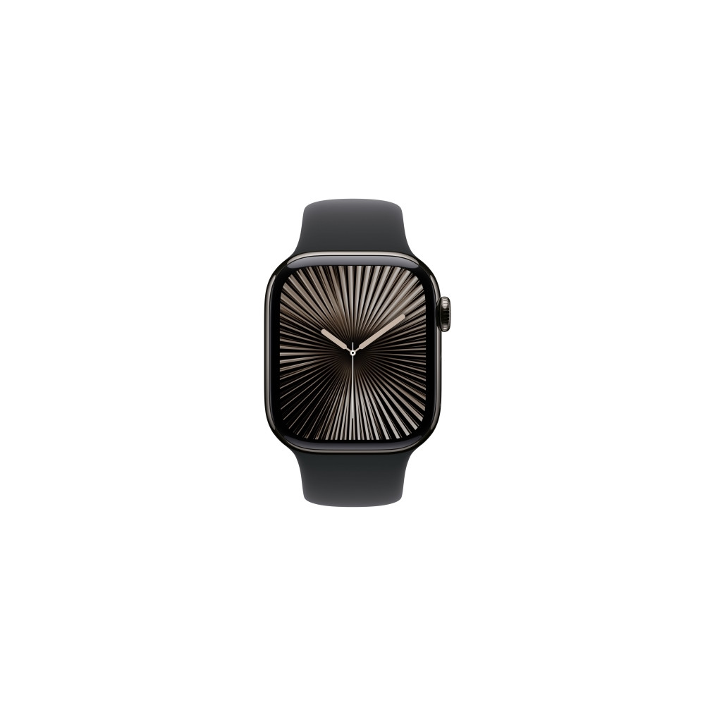 Produktbild för Apple Watch Series 10 (GPS + Cellular) - skiffer titan - smart klocka med sportband - svart - 64 GB