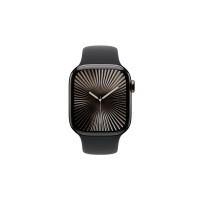 Produktbild för Apple Watch Series 10 (GPS + Cellular) - skiffer titan - smart klocka med sportband - svart - 64 GB