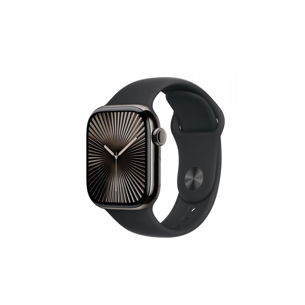 Produktbild för Apple Watch Series 10 (GPS + Cellular) - skiffer titan - smart klocka med sportband - svart - 64 GB