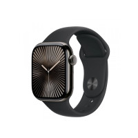 Produktbild för Apple Watch Series 10 (GPS + Cellular) - skiffer titan - smart klocka med sportband - svart - 64 GB
