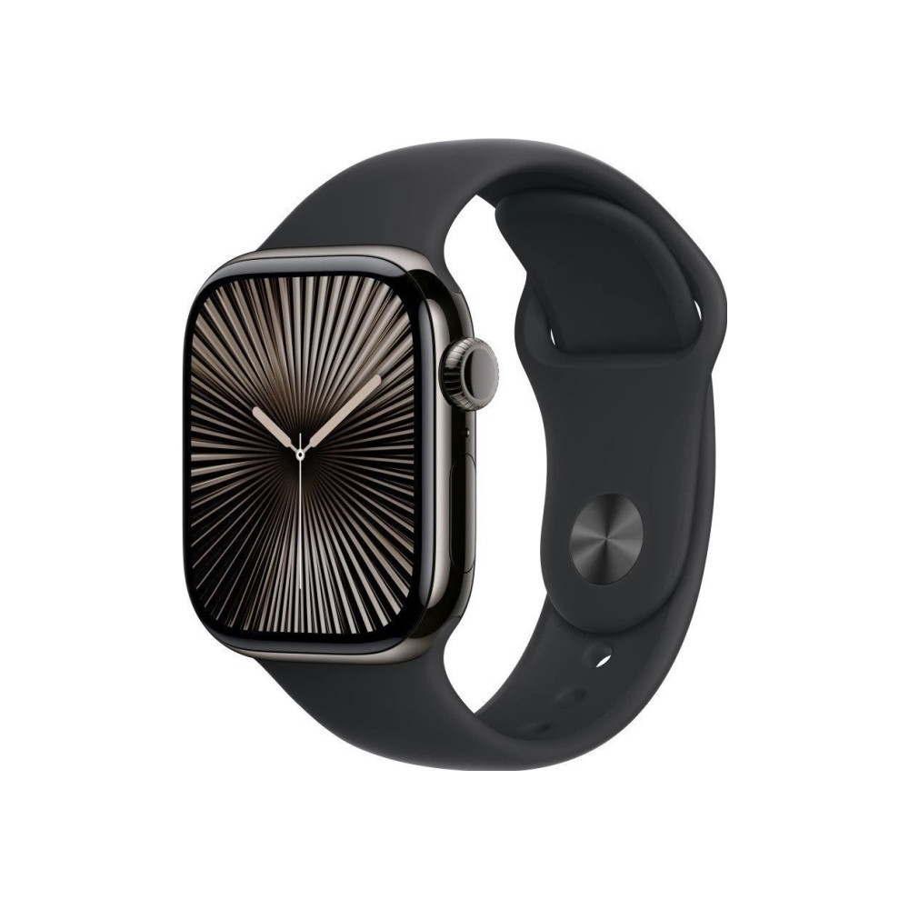 Produktbild för Apple Watch Series 10 (GPS + Cellular) - skiffer titan - smart klocka med sportband - svart - 64 GB