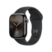 Produktbild för Apple Watch Series 10 (GPS + Cellular) - skiffer titan - smart klocka med sportband - svart - 64 GB