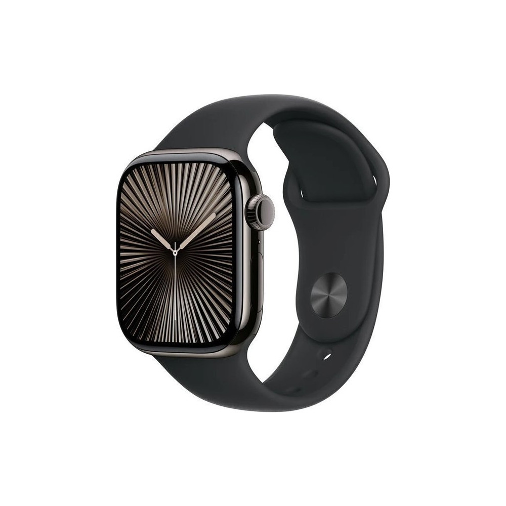 Produktbild för Apple Watch Series 10 (GPS + Cellular) - skiffer titan - smart klocka med sportband - svart - 64 GB