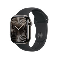 Produktbild för Apple Watch Series 10 (GPS + Cellular) - skiffer titan - smart klocka med sportband - svart - 64 GB