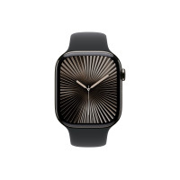Produktbild för Apple Watch Series 10 (GPS + Cellular) - skiffer titan - smart klocka med sportband - svart - 64 GB