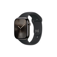 Produktbild för Apple Watch Series 10 (GPS + Cellular) - skiffer titan - smart klocka med sportband - svart - 64 GB