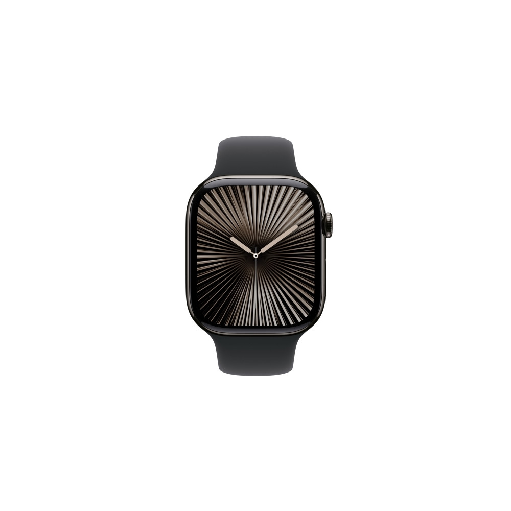 Produktbild för Apple Watch Series 10 (GPS + Cellular) - skiffer titan - smart klocka med sportband - svart - 64 GB