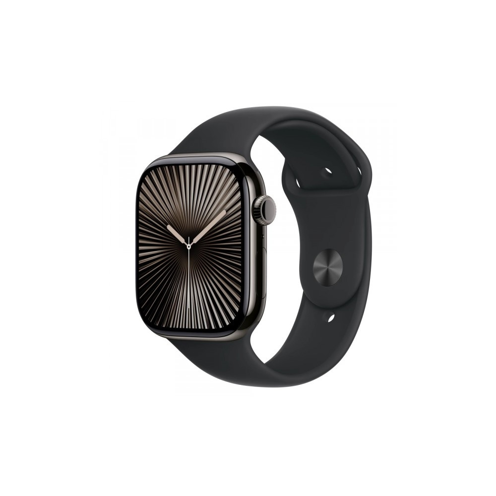 Produktbild för Apple Watch Series 10 (GPS + Cellular) - skiffer titan - smart klocka med sportband - svart - 64 GB