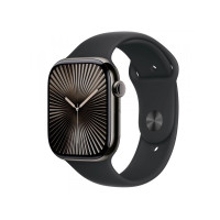 Produktbild för Apple Watch Series 10 (GPS + Cellular) - skiffer titan - smart klocka med sportband - svart - 64 GB