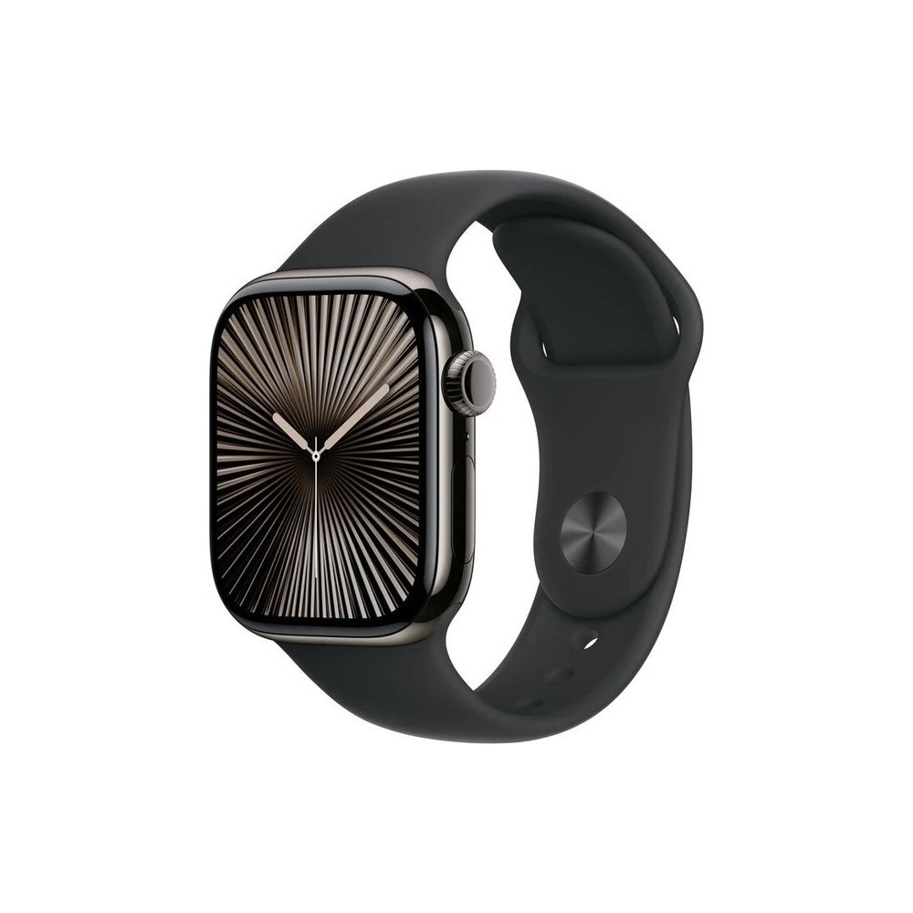 Produktbild för Apple Watch Series 10 (GPS + Cellular) - skiffer titan - smart klocka med sportband - svart - 64 GB