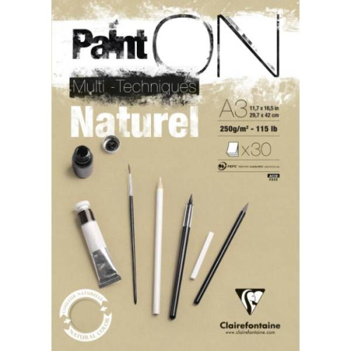 Clairefontaine Glowica Paint-On Block A3 250 g 30 ark brun/naturellt papper...